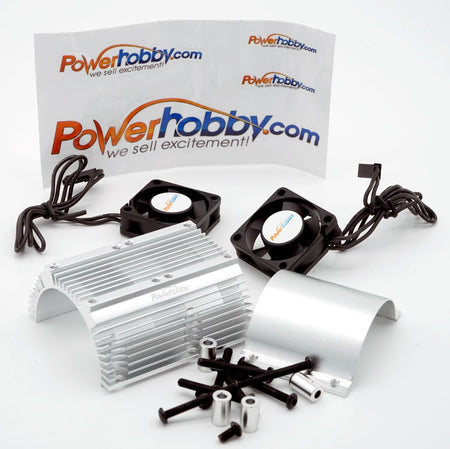 Powerhobby Powerhobby Heat Sink w Twin Turbo High Speed Cooling Fans 1/8 Motors-Silver PH1289SILVER Default Title