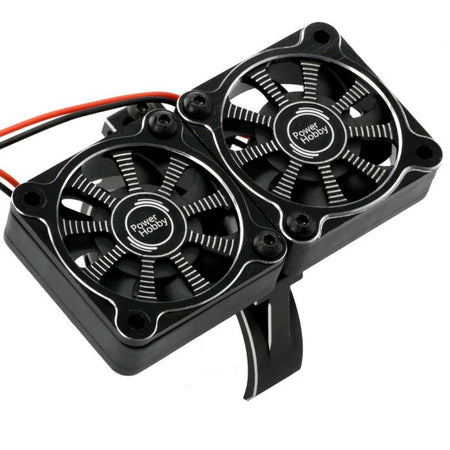 Powerhobby 1/5 Aluminum Heatsink 40mm Dual High Speed Cooling Fans Cover Black PH1291BK Default Title