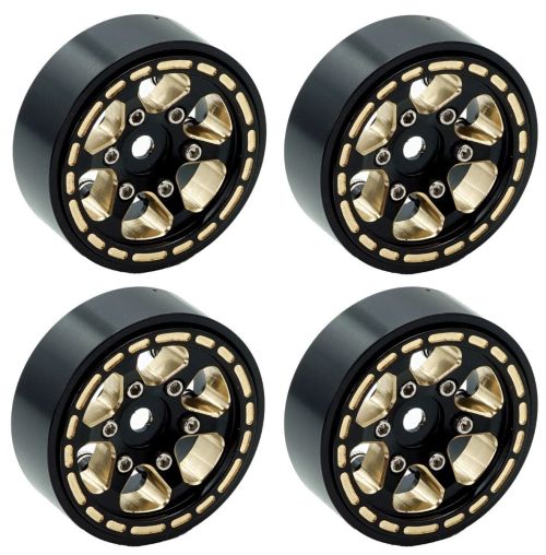 Power Hobby 1.0" Black Brass Beadlock Crawler Wheels 1/24 TRX4M