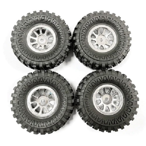 Panda Hobby Muddin' Tires 53mm Mounted on 1.0" Wagon Wheels Chrome PHT184028 Default Title