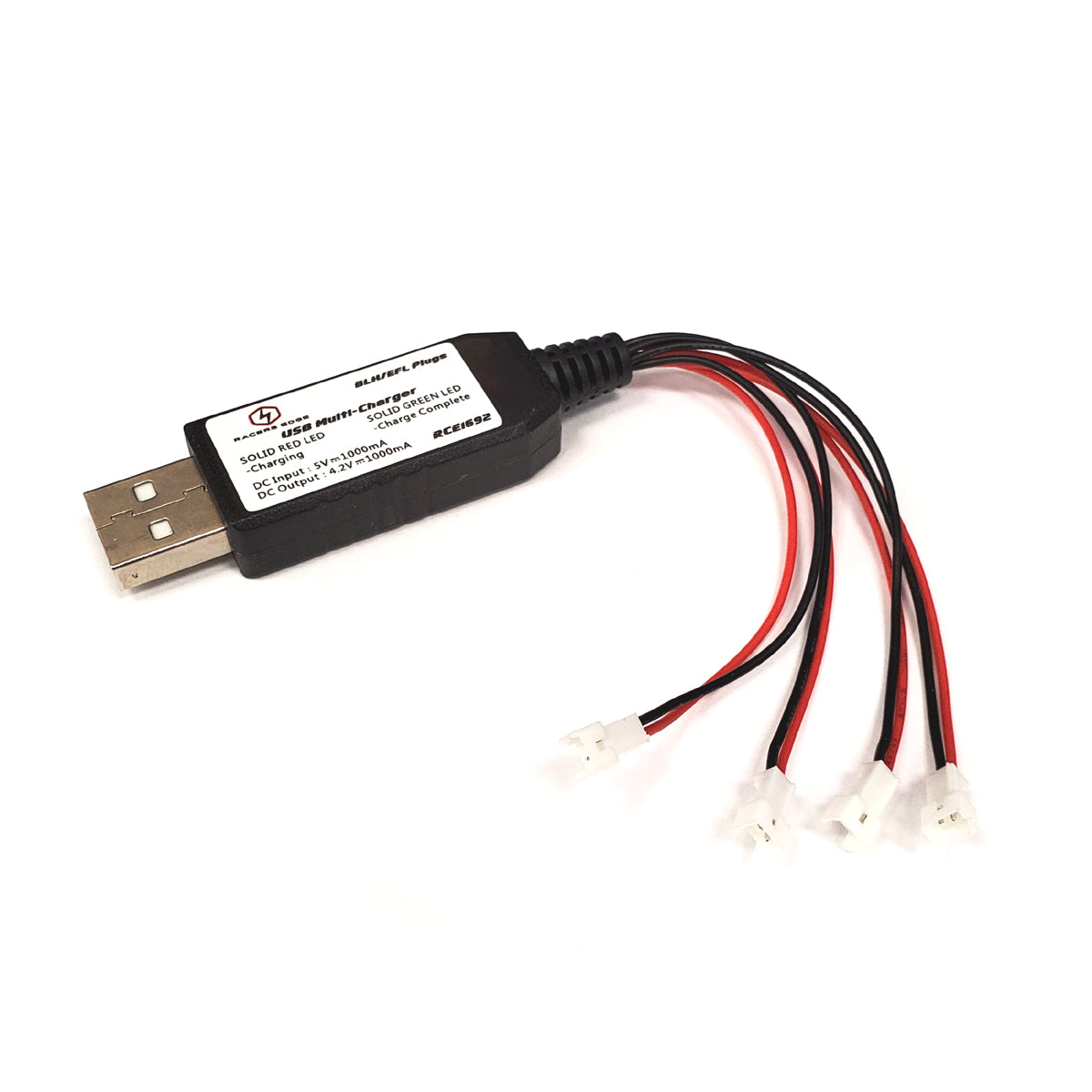 Racers Edge USB Multi-Charger for Charging Up To 4 1S Lipo Batteries at Once, Blade/E-flite Connector 1692 Default Title