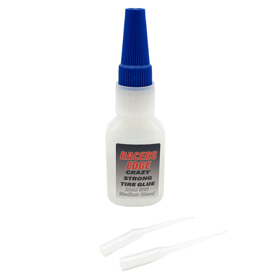 Racers Edge Crazy Strong Tire Glue, Med 20g w/Pin Cap and Tips 5151