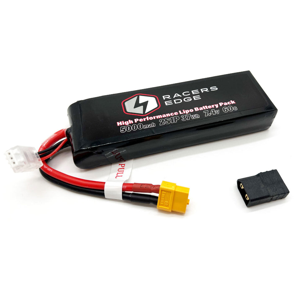 Racers Edge 5000mAh 2S 7.4V 60C Soft Pack Lipo Battery XT60 w/TRX Adapt LP50002S60T