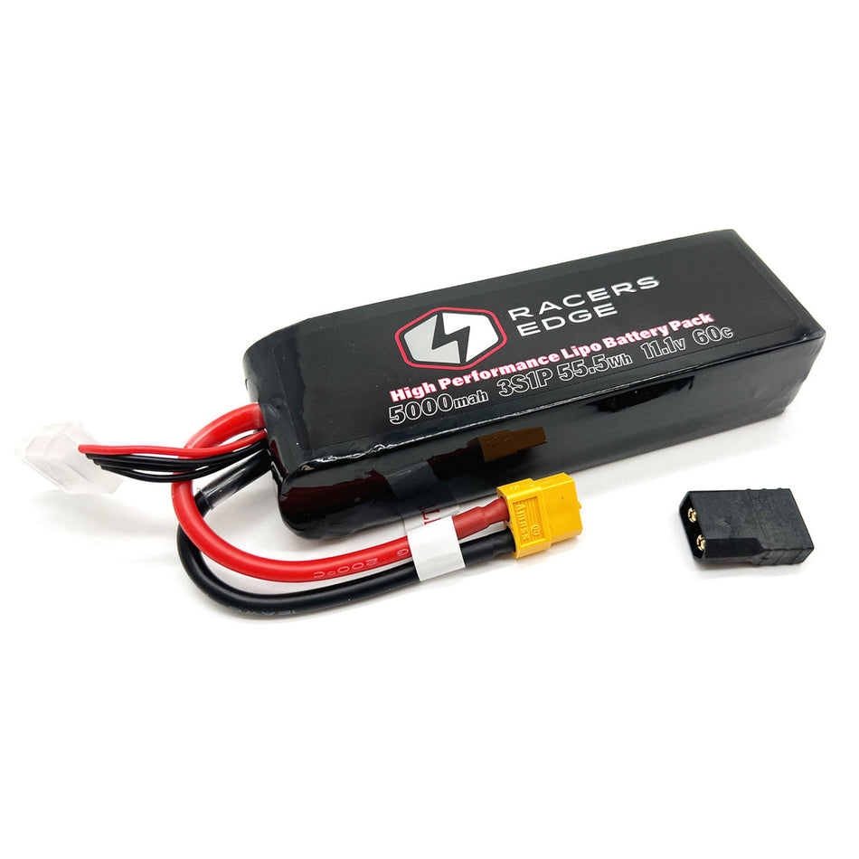 Racers Edge 5000mAh 3S 11.1V 60C Soft Pack Lipo Battery XT60 w/TRX Adapt LP50003S60T