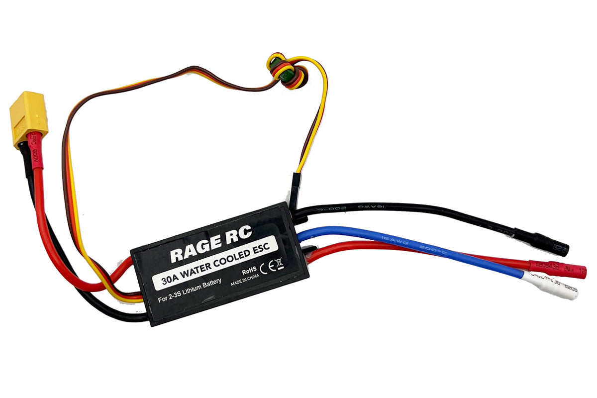 Rage RC 30A Water-Cooled BL ESC w/Reverse (XT60) Black Marlin EX Brushless RGRB1435 Default Title