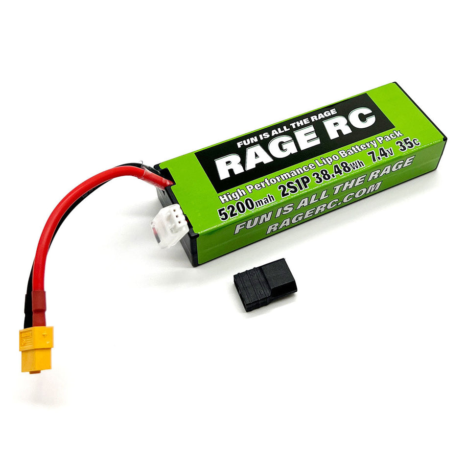 Rage RC 5200mAh 2S 7.4V 35C Hard Case LiPo Battery with XT60 Connector & TRX Adapter