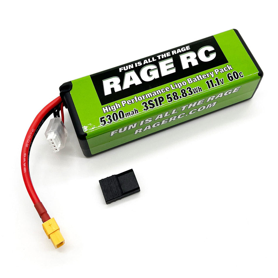 Rage RC 5300mAh 3S 11.1V 60C Hard Case LiPo Battery with XT60 Connector & TRX Adapter