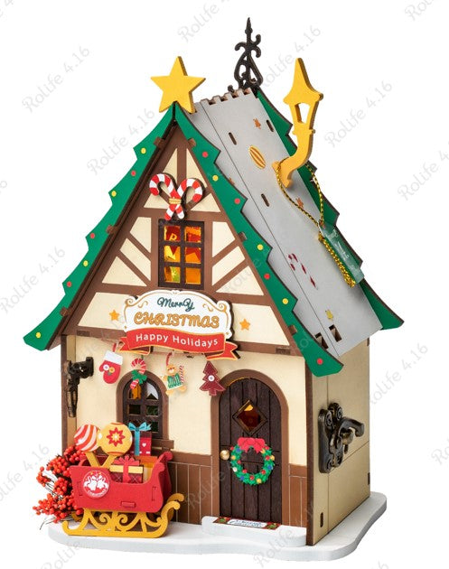 Robotime Twinkling Christmas House, Super Mini Houses - DS036