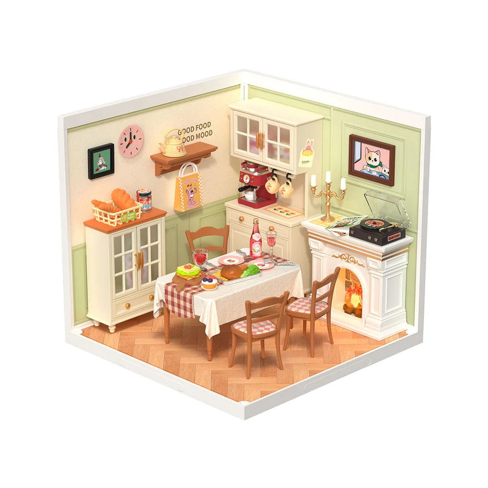Robotime Warm Dining Room Plastic DIY Miniature House DW015B