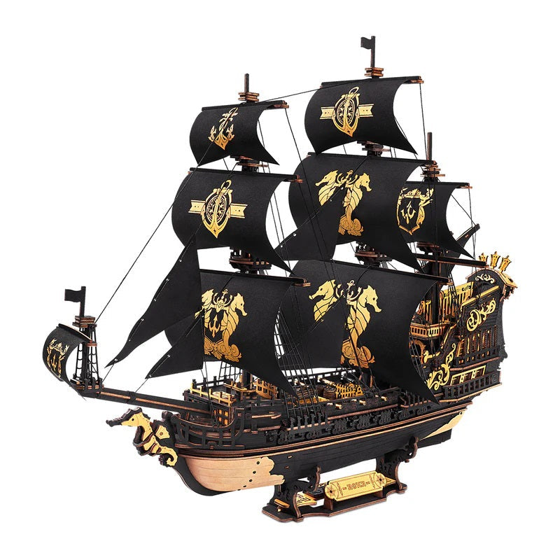 Robotime The Seahorse Barque Sailing Ship Scale Model Vehicle MCB02