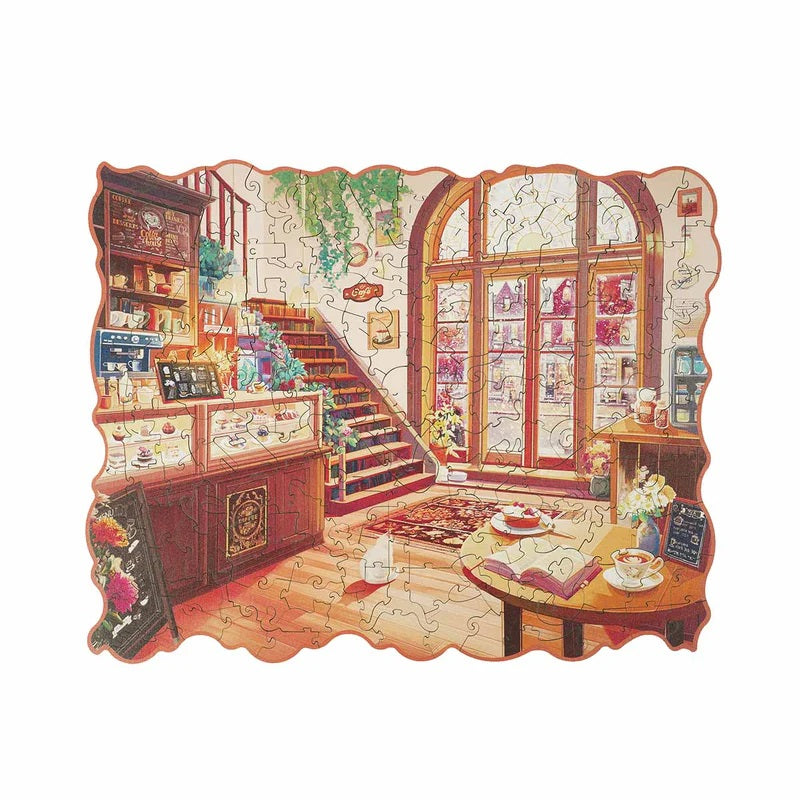 Robotime Rowood Cozy Winter Cafe 200-Piece Wooden Jigsaw Puzzle TA006