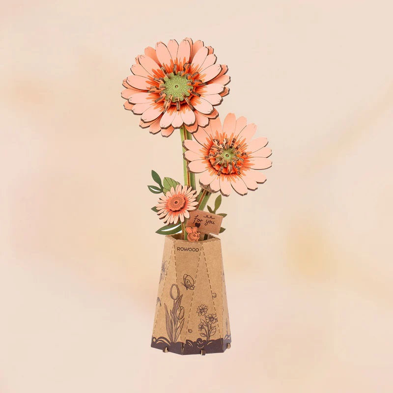 Robotime Orange Gerbera Daisy DIY Wooden Flower TW111