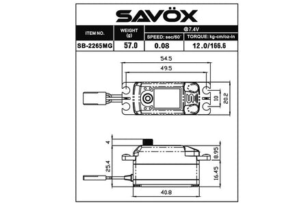 Savox 1/10 Black Edition Low Profile HV Brushless Digital Servo 7.4V SB2265MG-BE Default Title