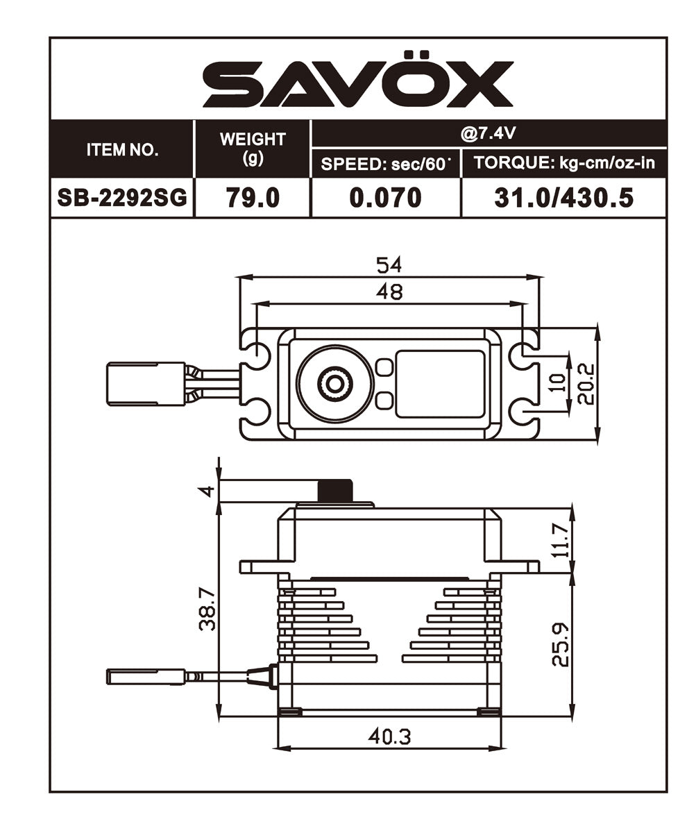 Savox Monster Performance Brushless Servo Black Edition SAVSB2292SG Default Title