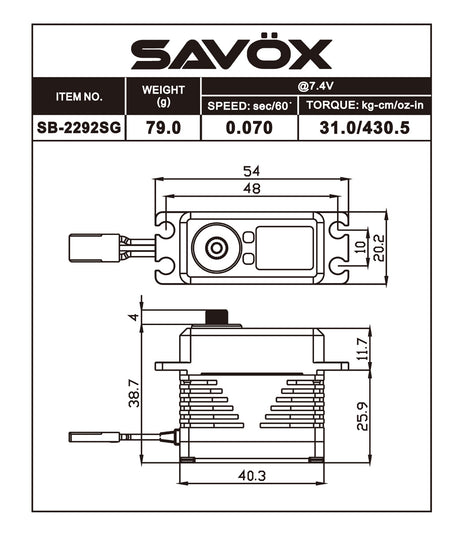 Savox Monster Performance Brushless Servo Black Edition SAVSB2292SG Default Title