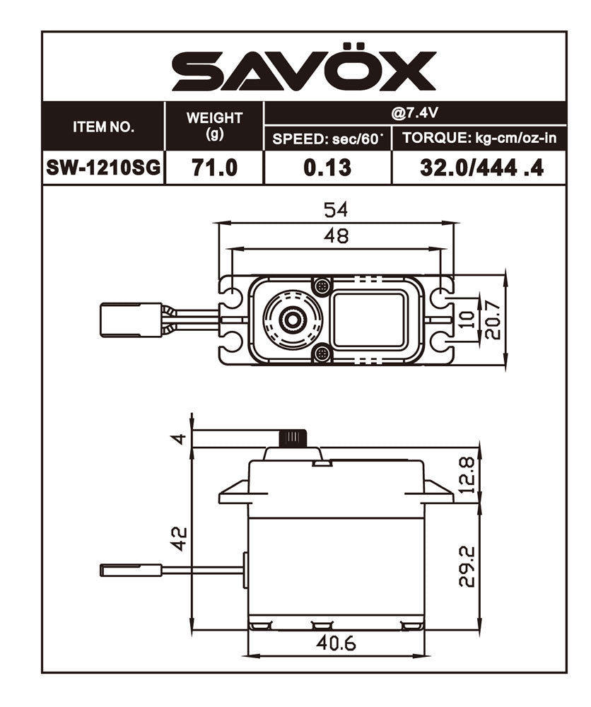 Savox Waterproof HV Coreless Digital Servo Soft Start Black Edition SW1210SGP-BE Default Title