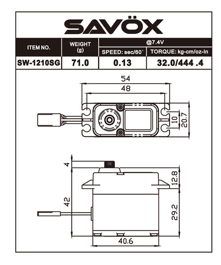 Savox Waterproof HV Coreless Digital Servo Soft Start Black Edition SW1210SGP-BE Default Title