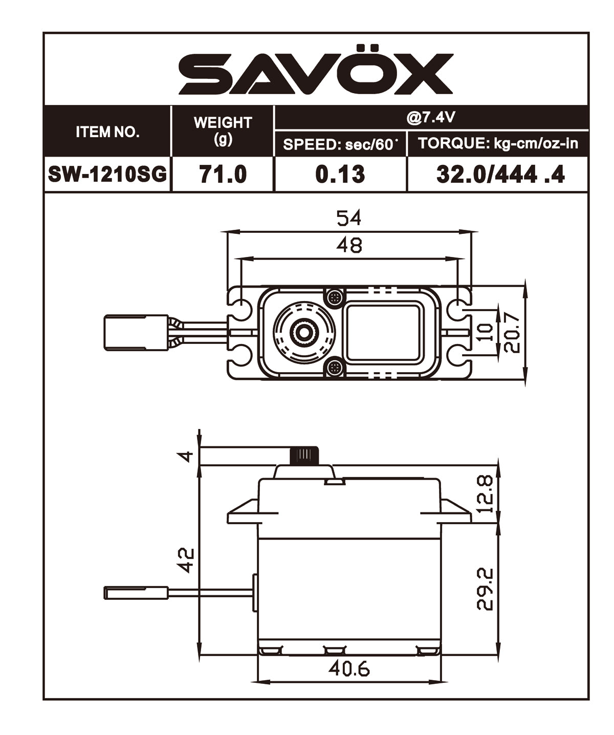 Savox Waterproof Coreless Digital Servo Aluminum Case SW1210SGP Default Title