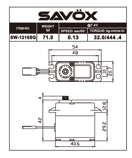 Savox Waterproof Coreless Digital Servo Aluminum Case SW1210SGP Default Title