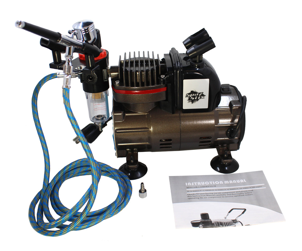 Spaz Stix Dual Action Gravity Feed Airbrush & Compressor Combo Default Title