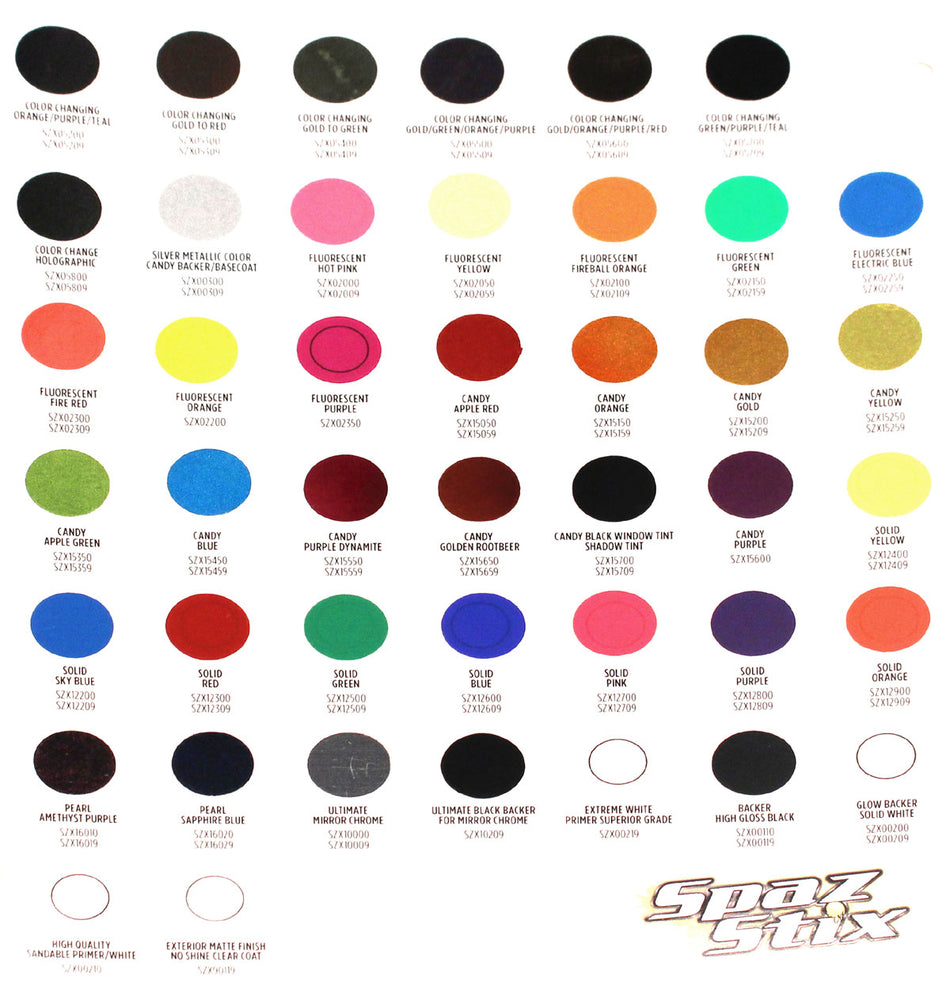 Spaz Stix PAINT COLOR IDENTIFICATION CARD COLORCARD Default Title