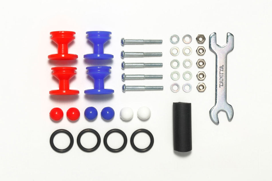 Tamiya JR Plastic Double Rollers, Low Friction Red/Blue 13-12mm 15525
