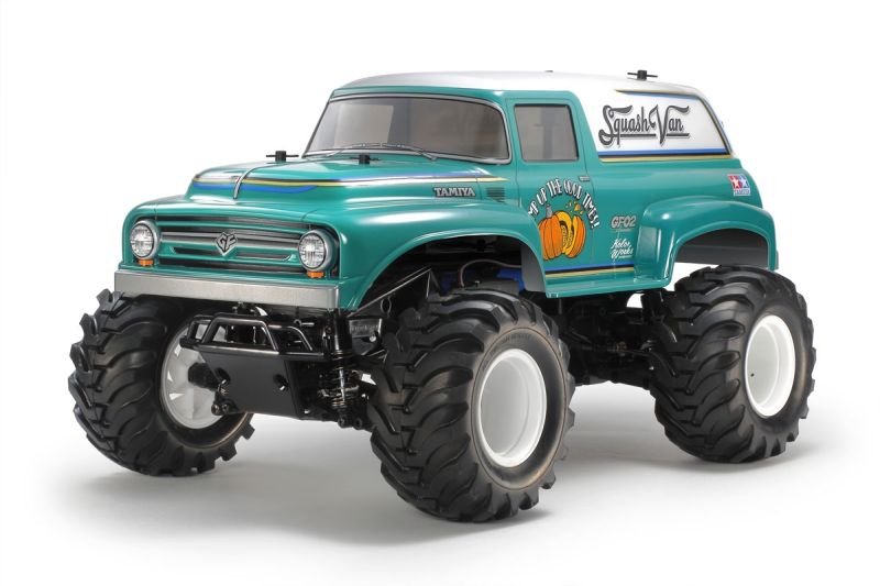 Tamiya RC Squash Van, GF-02 Green/White Painted Body 47497