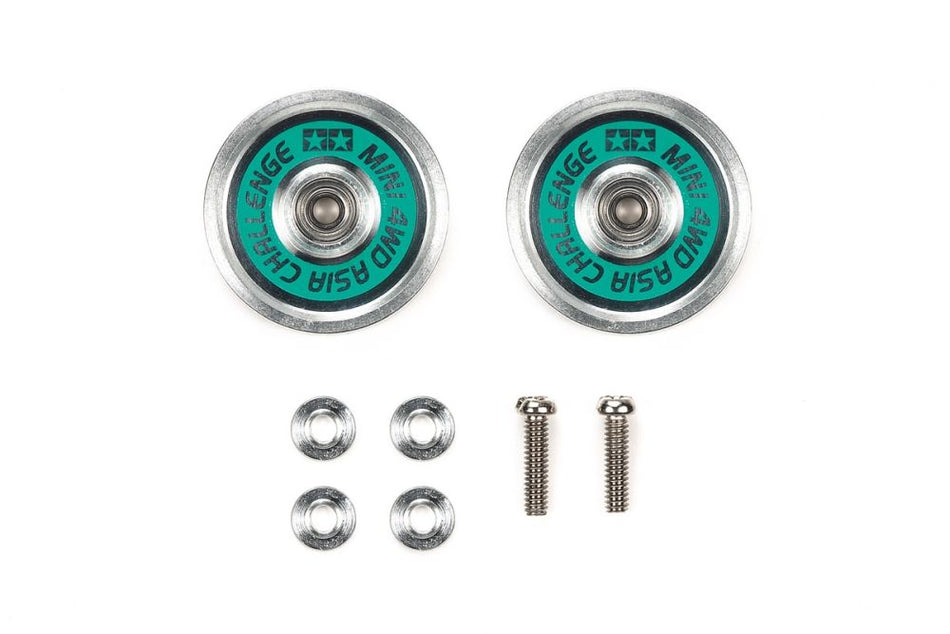 Tamiya JR HG 19mm Aluminum Ball-Race Rollers (Ringless/Green Logo) 95688