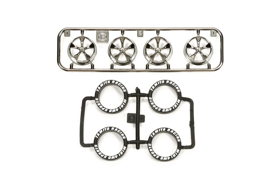 Tamiya JR LP Tire/Wheel (5-Spoke) Black Plated 95330