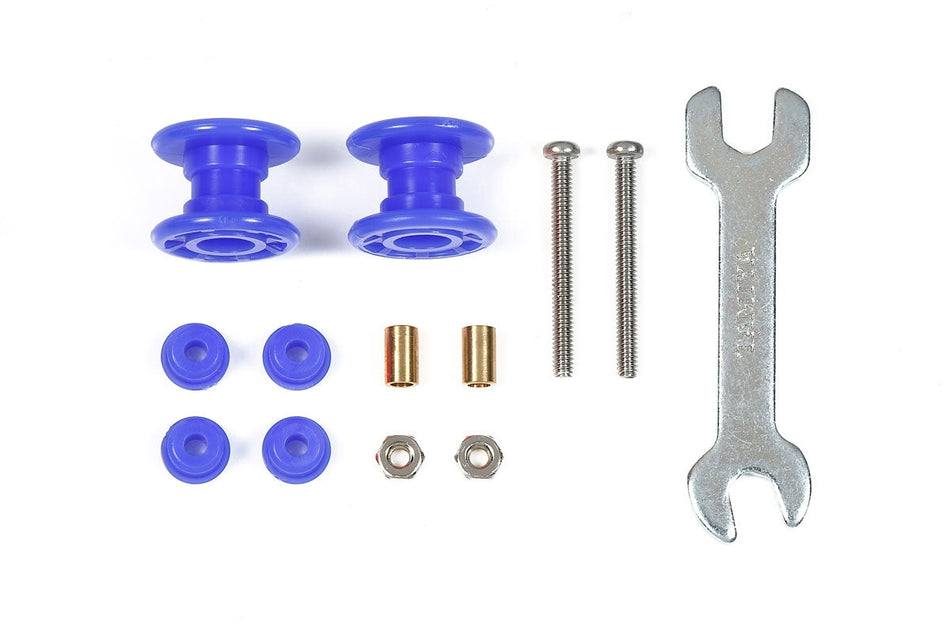 Tamiya JR Mini Low Friction Plastic Double Rollers, Blue, 13mm 95664