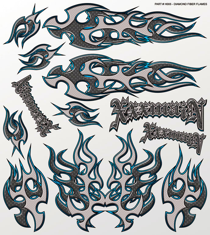XXX Main Racing Diamond Fiber Flames Large Decal H005