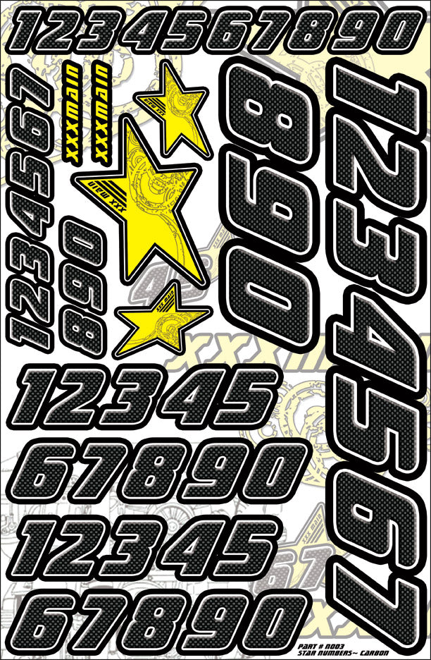 XXX Main Racing Star Numbers - Carbon  N003