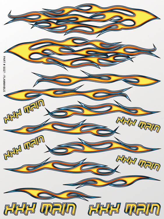 XXX Main Racing Flammable Sticker Sheet  S027