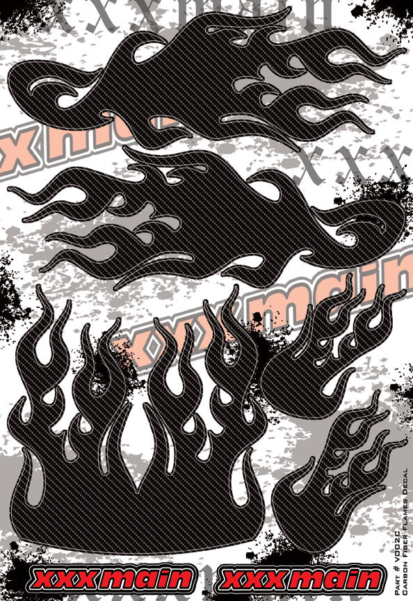 XXX Main Racing Carbon Fiber Flames Decal Sheet V002C